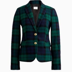 J. Crew Blackwatch Plaid Navy and Green Blazer Jacket